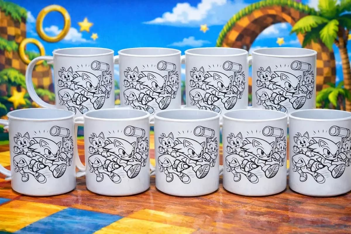 Kit 30 Canecas Plásticas Para Colorir Sonic